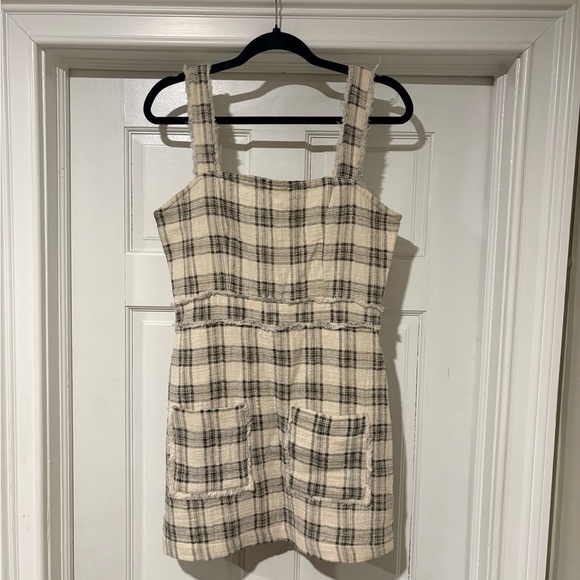 Olivaceous Checkered Mini Dress in Cream and Black - Picture 2 of 9